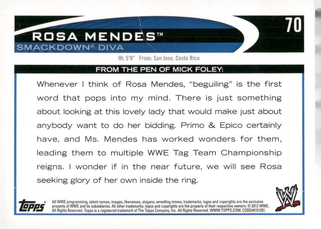 2012 Topps WWE #70 Rosa Mendes