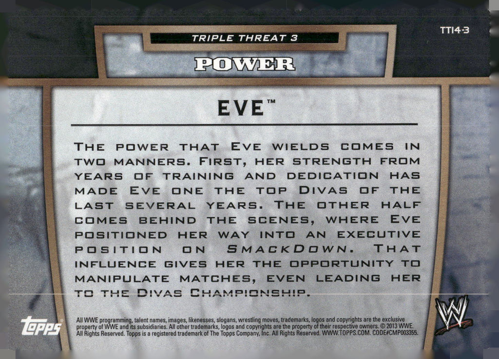 2013 Topps WWE #TT14-3 Eve Triple Threat Tier 3