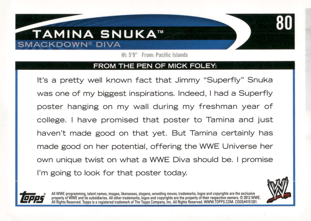 2012 Topps WWE #80 Tamina Snuka
