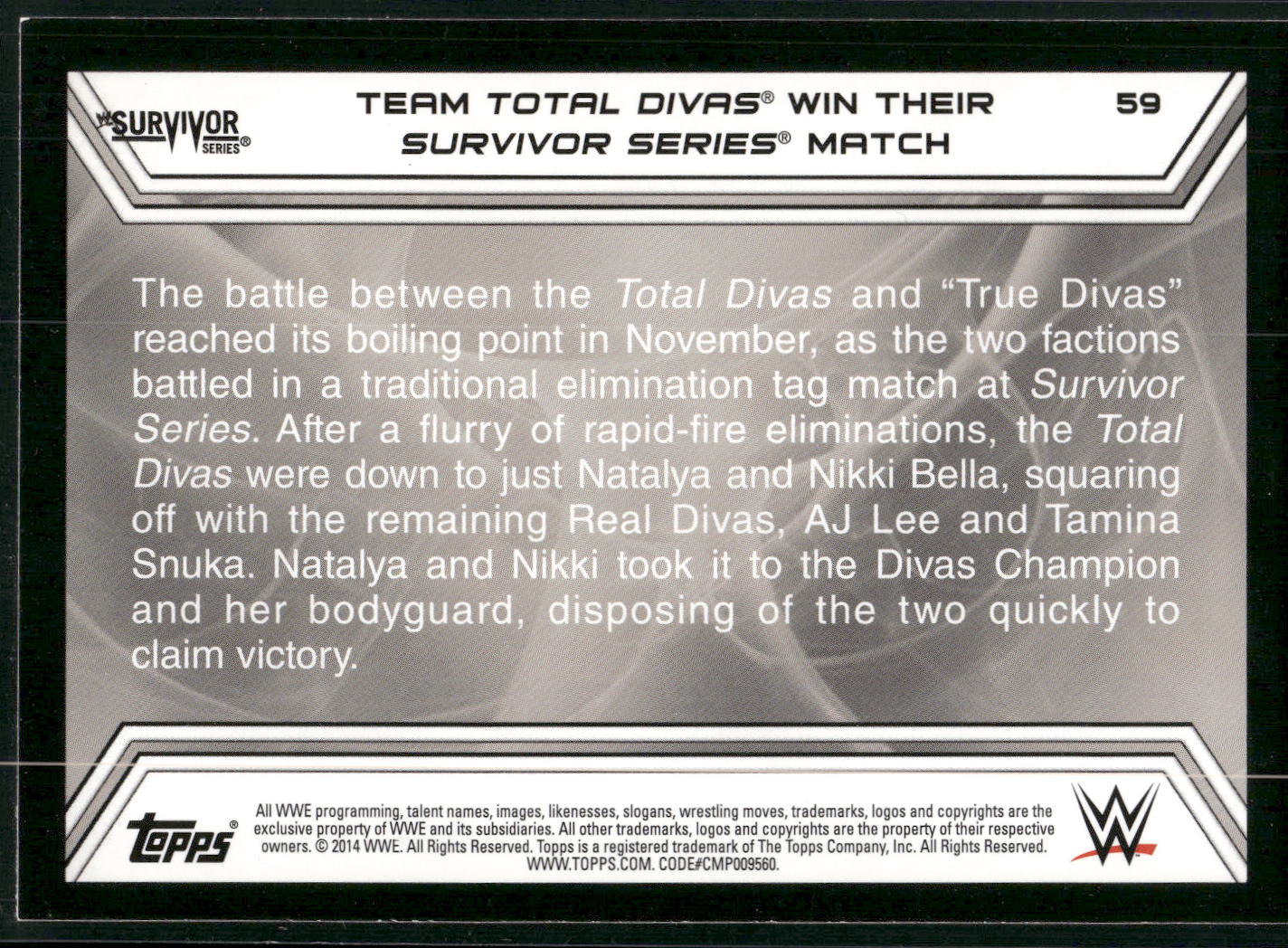 2014 Topps WWE Road to Wrestlemania #59 Team Total Divas