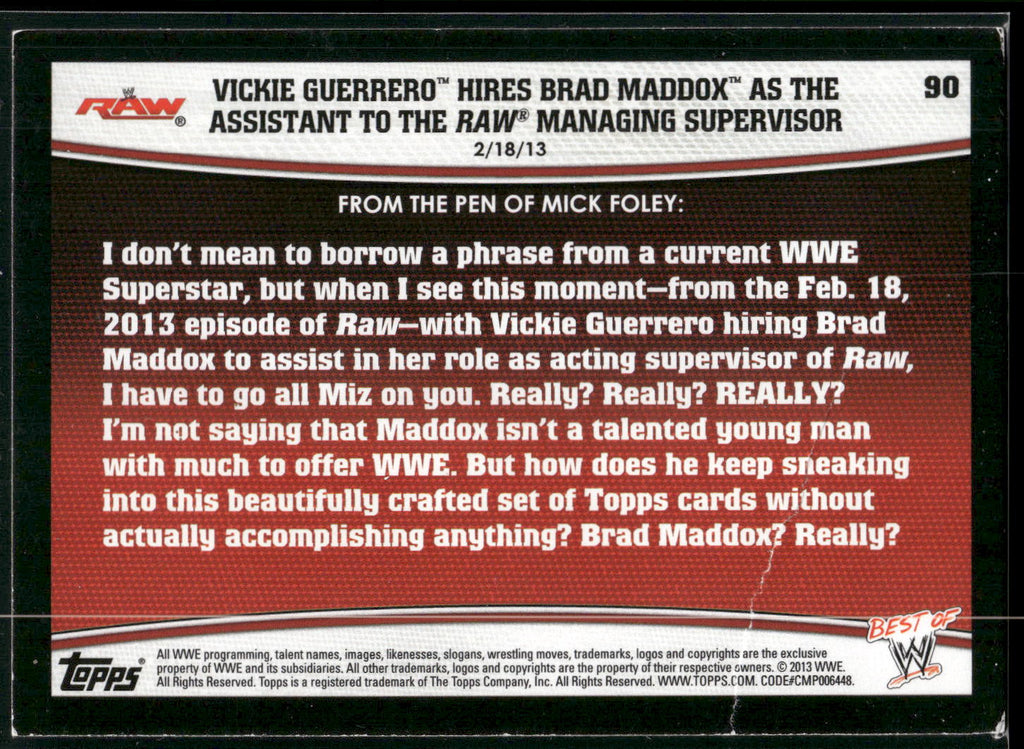 2013 Topps Best of WWE #90 Vickie Guerrero Hires Brad Maddox