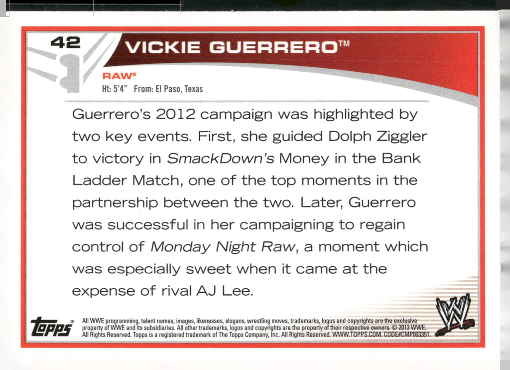2013 Topps WWE #42 Vickie Guerrero