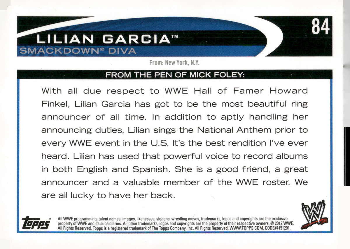 2012 Topps WWE #84 Lilian Garcia