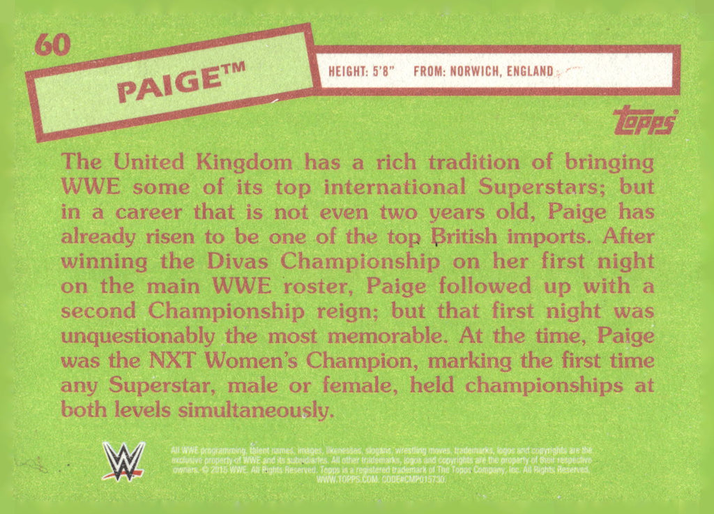 2015 Topps WWE Heritage #60 Paige