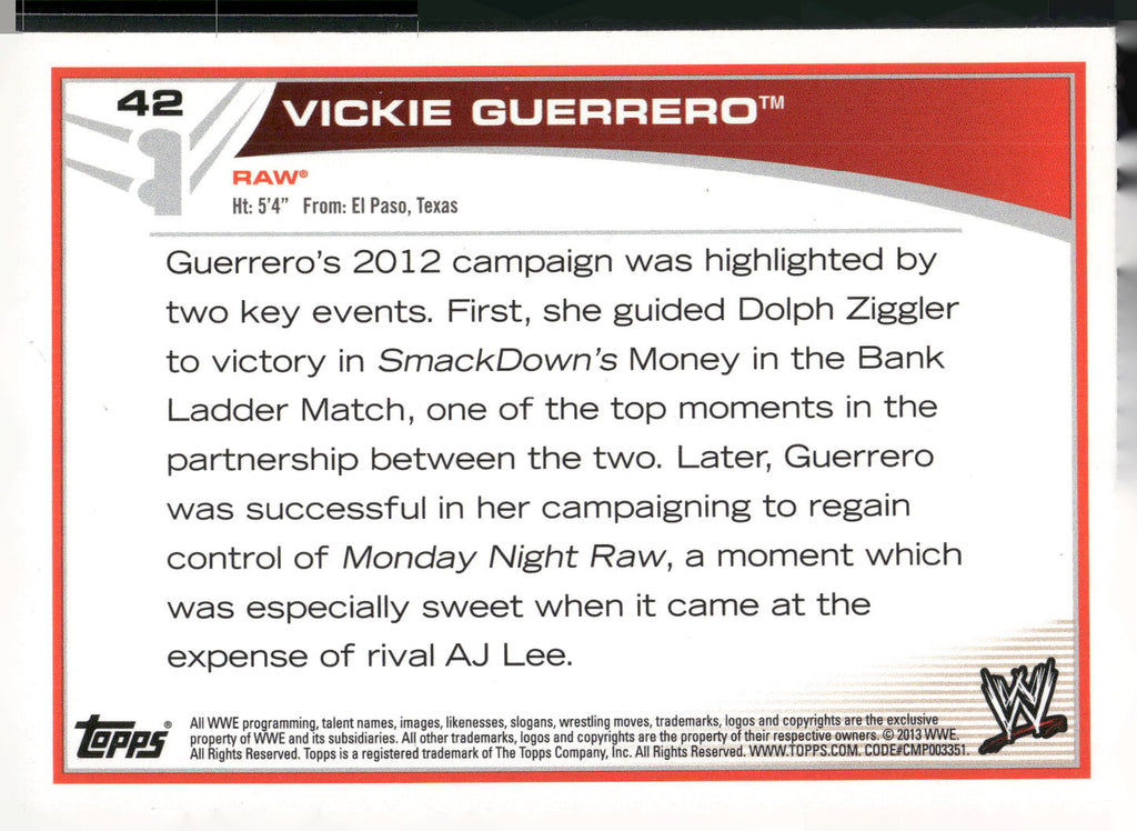 2013 Topps WWE #42 Vickie Guerrero