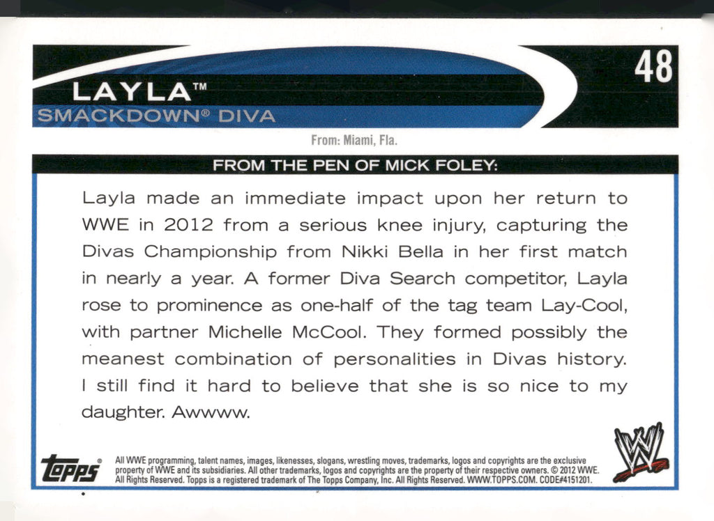 2012 Topps WWE #48 Layla