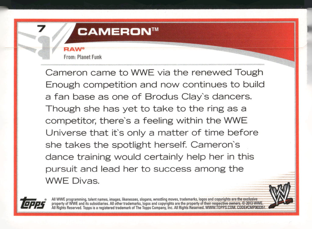 2013 Topps WWE #7 Cameron