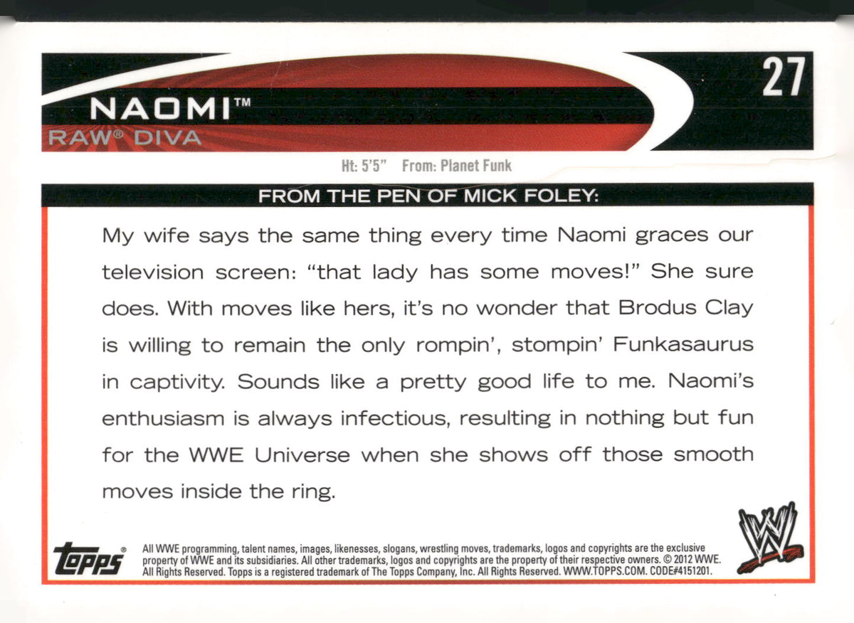 2012 Topps WWE #27 Naomi