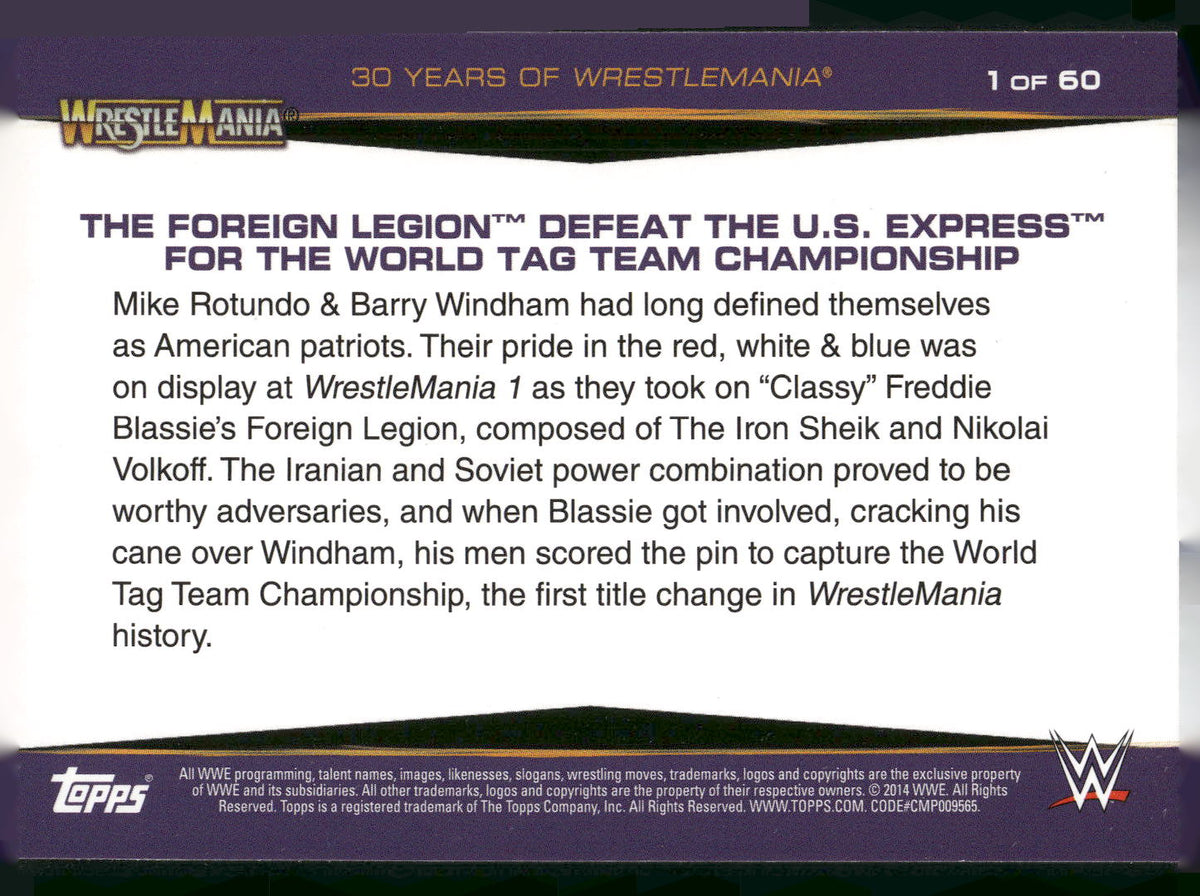 2014 Topps WWE Road to Wrestlemania #1 The Foreign Legion