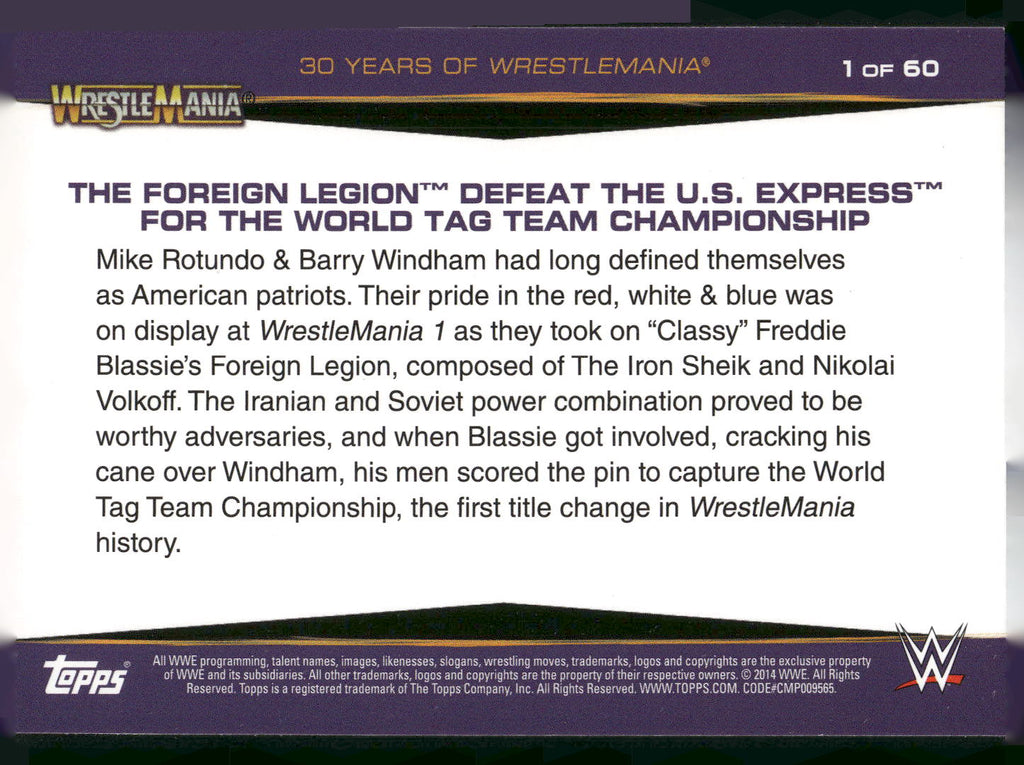 2014 Topps WWE Road to Wrestlemania #1 The Foreign Legion