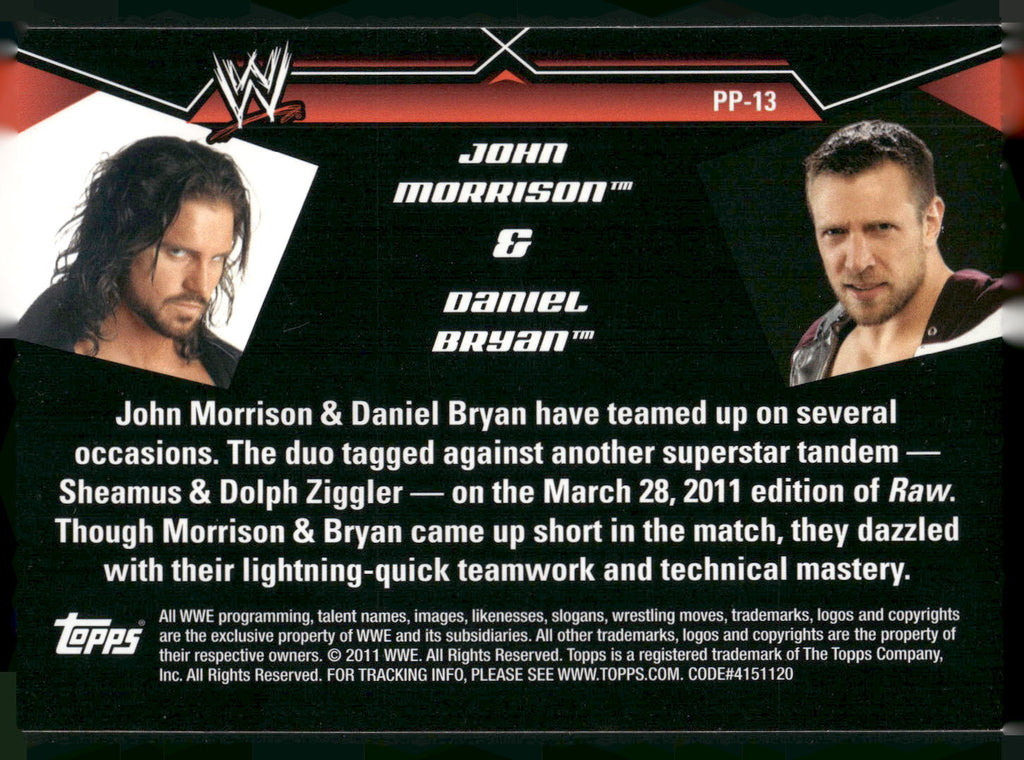 2011 Topps WWE #PP-13 John Morrison / Daniel Bryan Prestigious Pairings