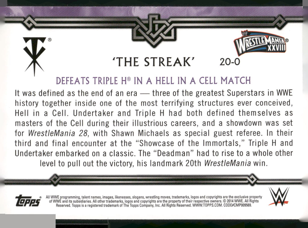 2014 Topps WWE Road to Wrestlemania #20-0 Undertaker Defeats Triple H