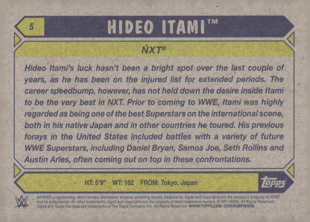 2017 Topps WWE Heritage #5 Hideo Itami