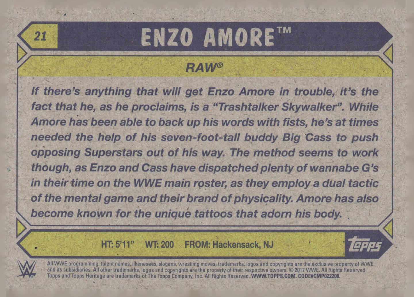 2017 Topps WWE Heritage #21 Enzo Amore