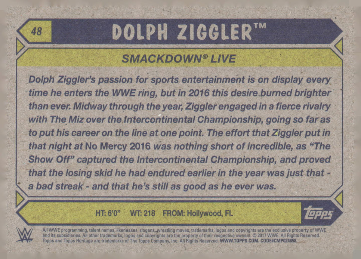 2017 Topps WWE Heritage #48 Dolph Ziggler