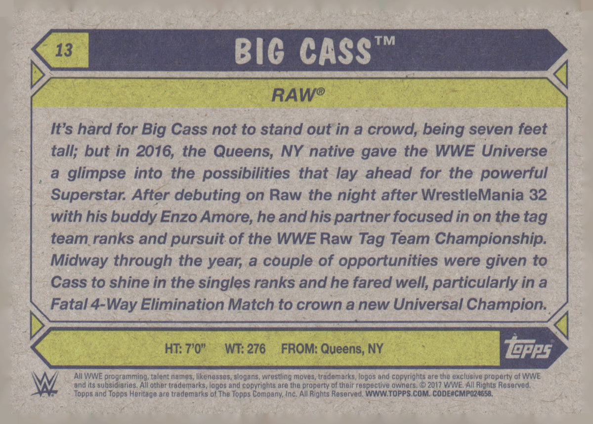 2017 Topps WWE Heritage #13 Big Cass