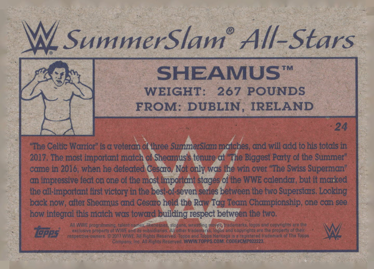 2017 Topps WWE Heritage #24 Sheamus SummerSlam All-Stars