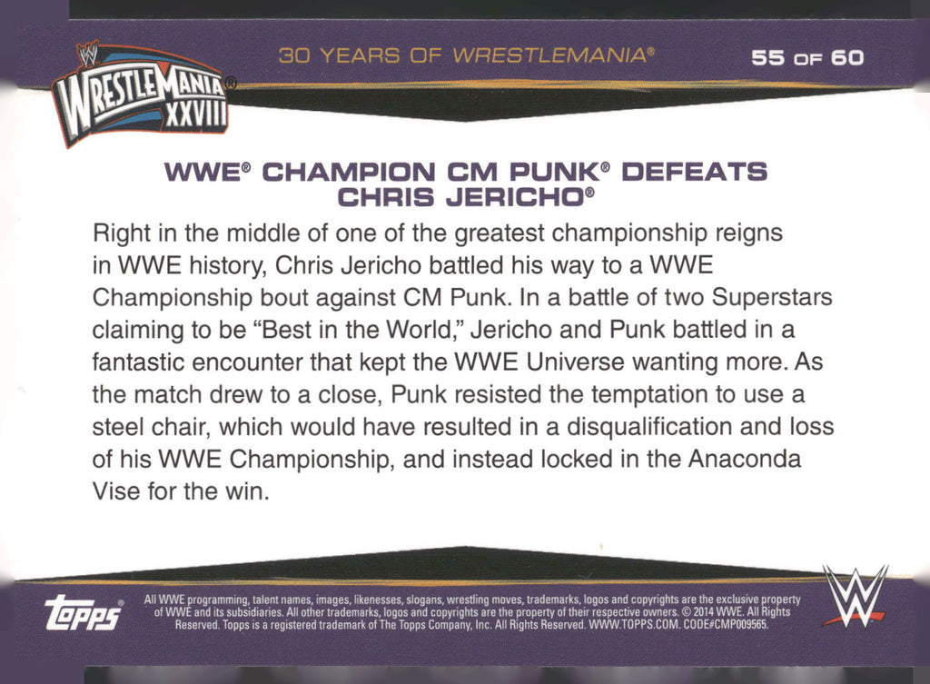 2014 Topps WWE Road to Wrestlemania #55 Chris Jericho 30 Years of Wrestlemania