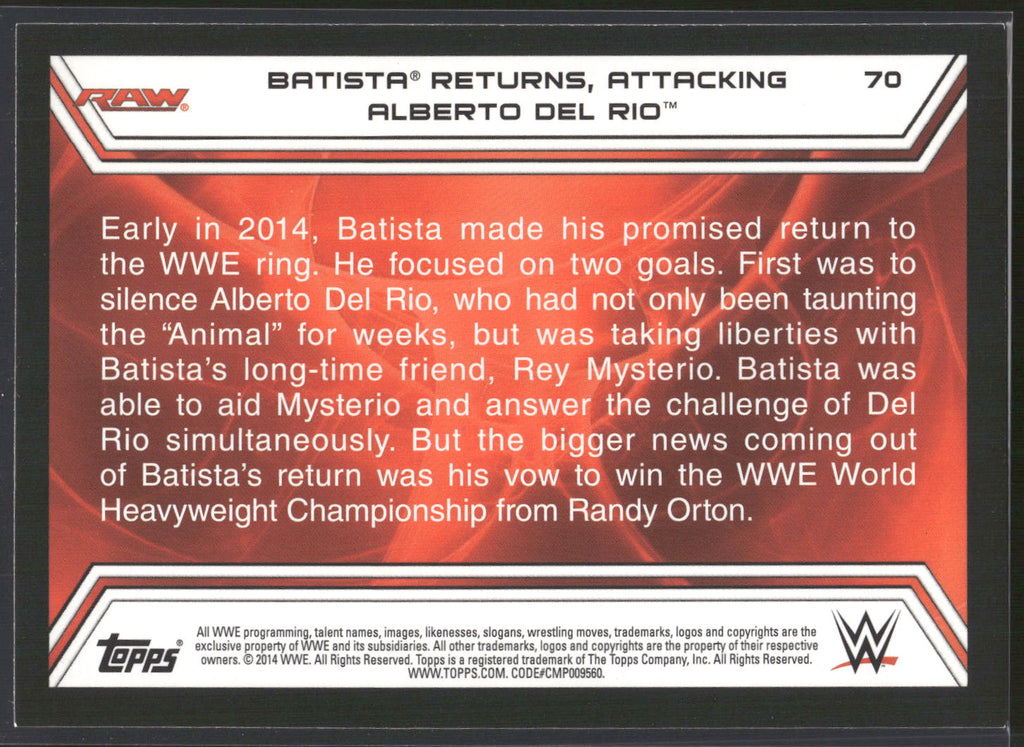 2014 Topps WWE Road to Wrestlemania #70 Batista