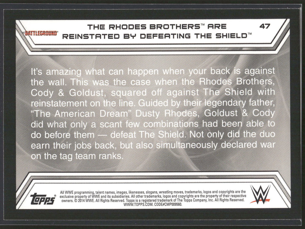 2014 Topps WWE Road to Wrestlemania #47 The Rhodes Brothers