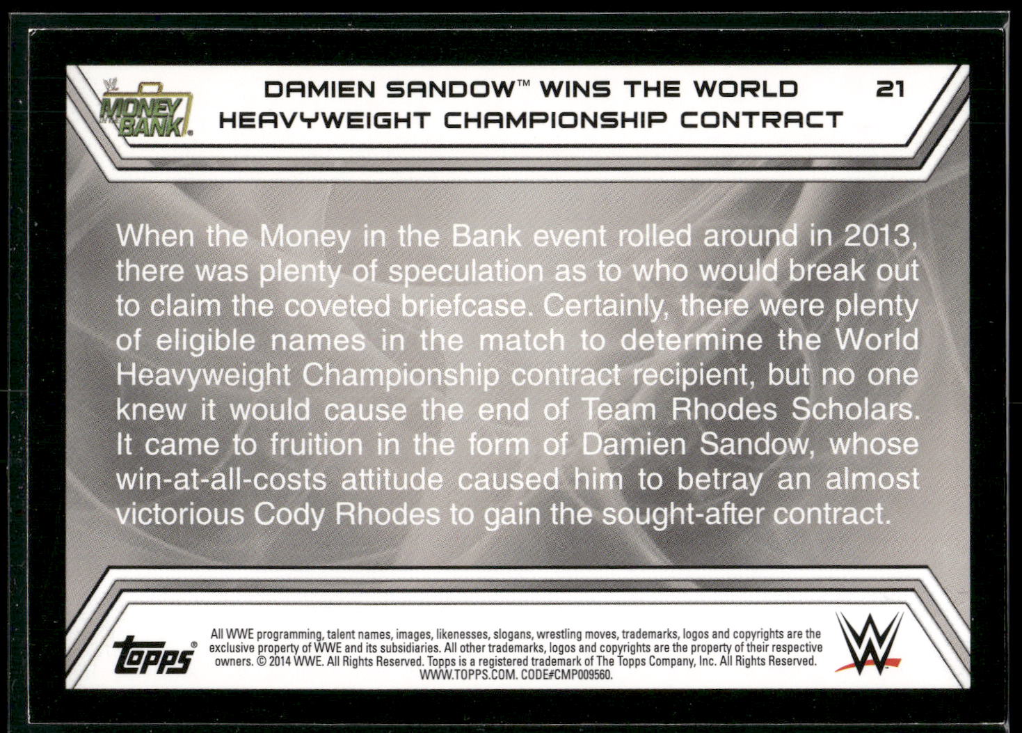 2014 Topps WWE Road to Wrestlemania #21 Damien Sandow