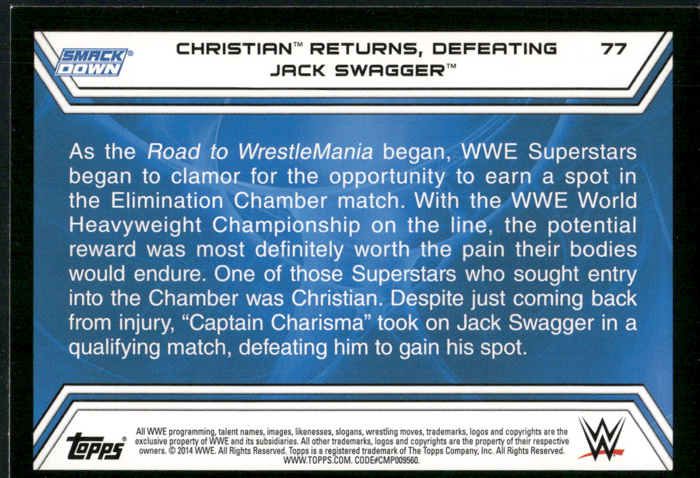 2014 Topps WWE Road to Wrestlemania #77 Christian