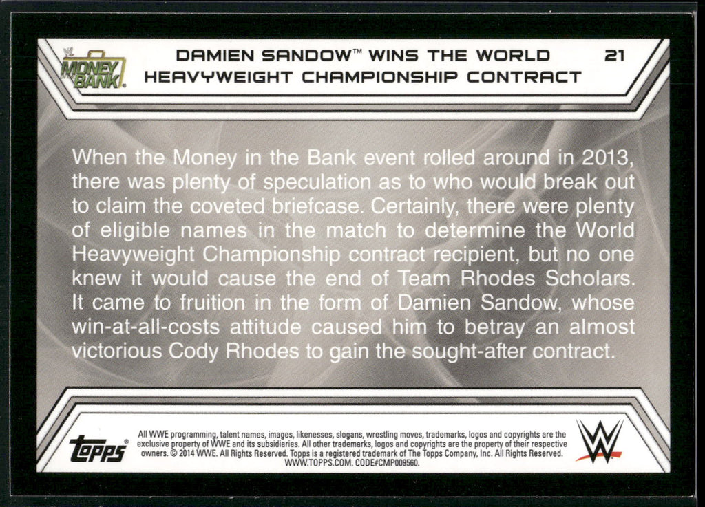 2014 Topps WWE Road to Wrestlemania #21 Damien Sandow