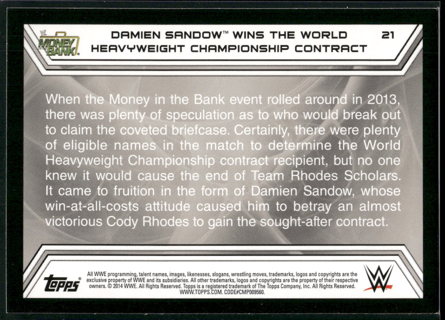 2014 Topps WWE Road to Wrestlemania #21 Damien Sandow