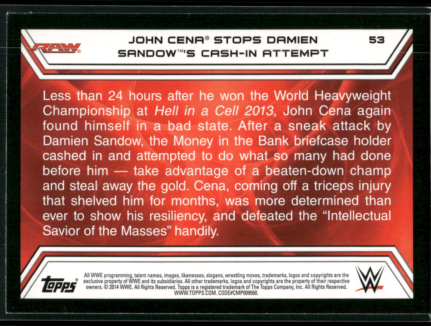 2014 Topps WWE Road to Wrestlemania #53 John Cena