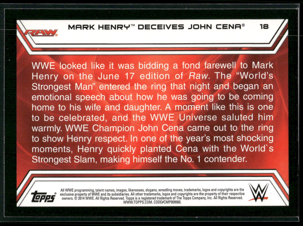 2014 Topps WWE Road to Wrestlemania #18 Mark Henry