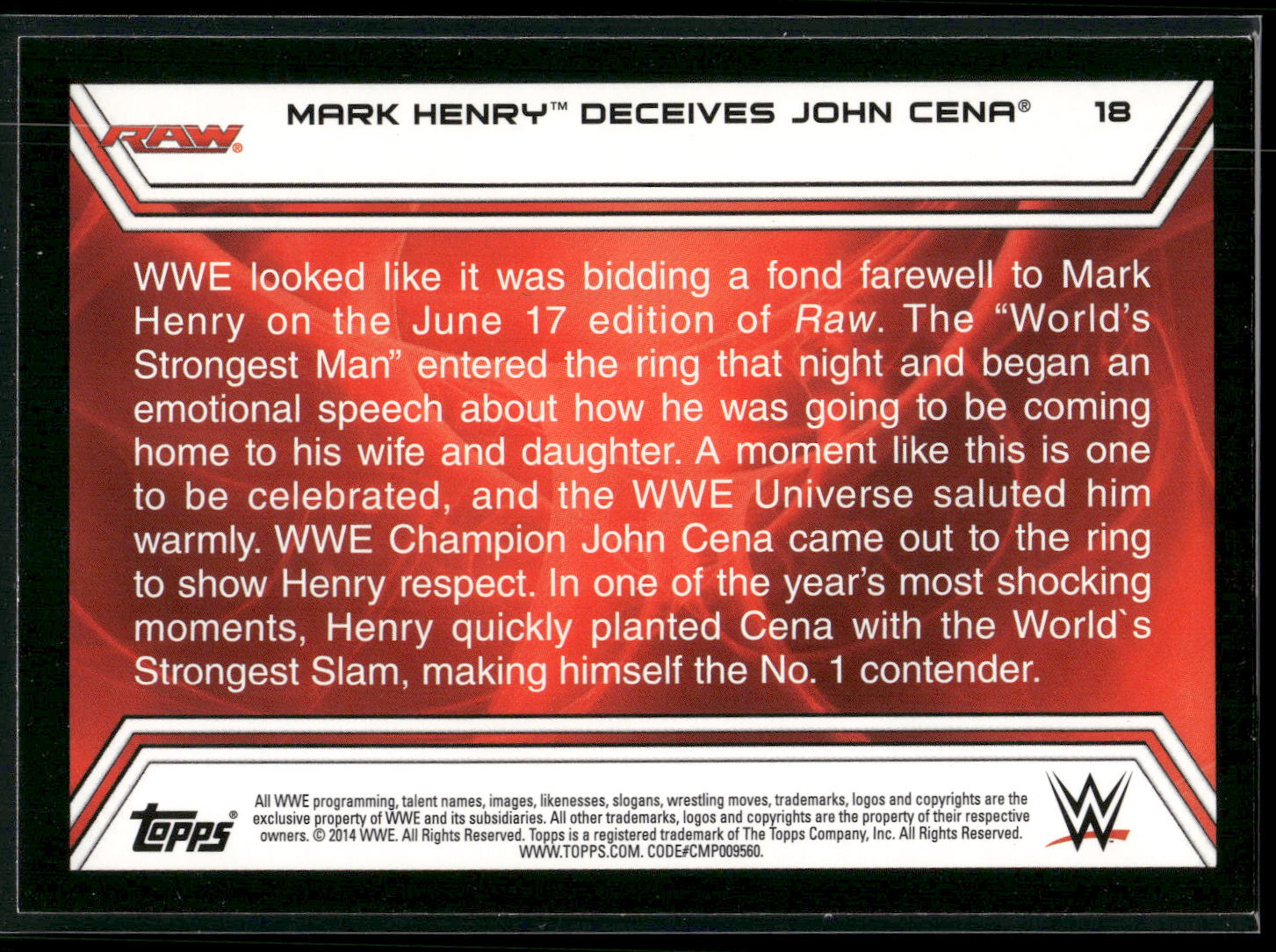 2014 Topps WWE Road to Wrestlemania #18 Mark Henry