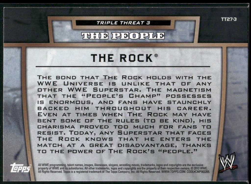 2013 Topps WWE #TT27-3 The Rock Triple Threat Tier 3