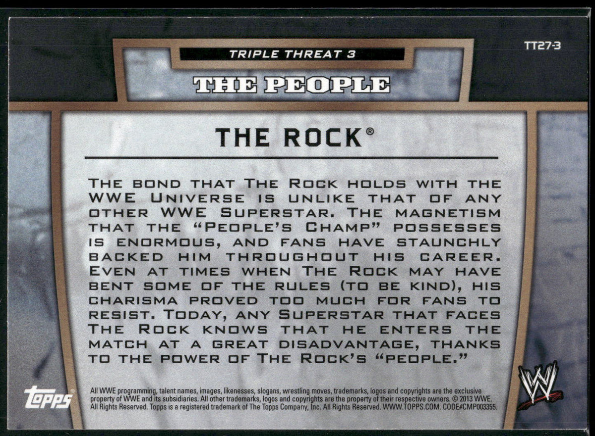 2013 Topps WWE #TT27-3 The Rock Triple Threat Tier 3
