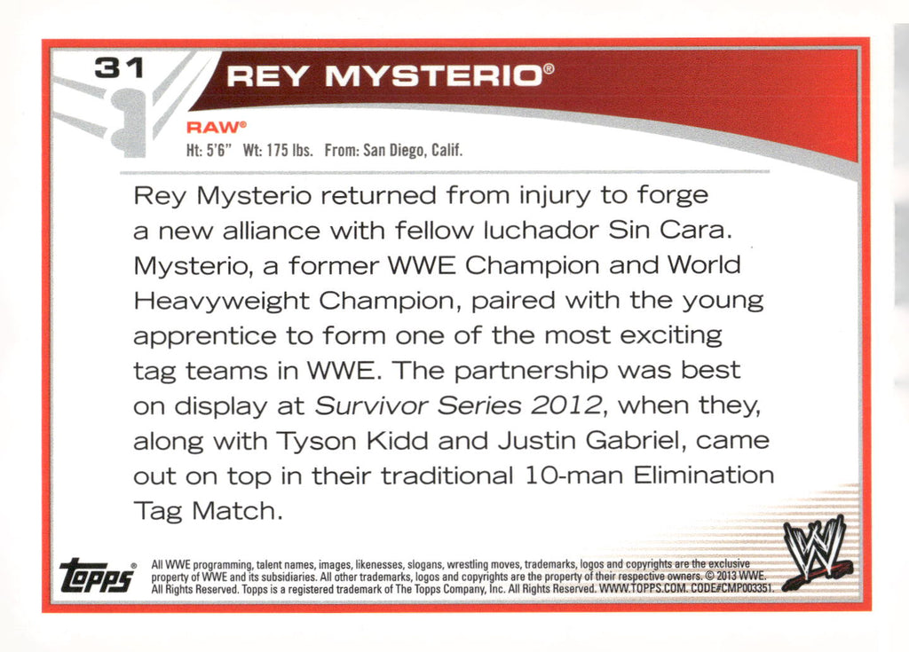 2013 Topps WWE #31 Rey Mysterio
