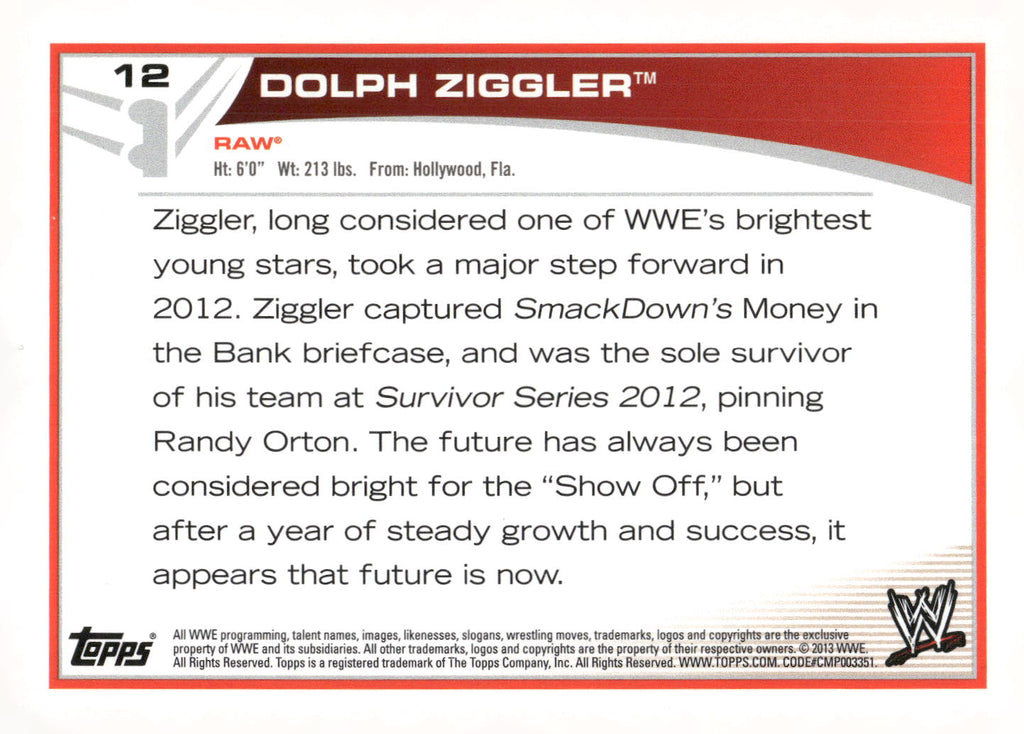 2013 Topps WWE #12 Dolph Ziggler
