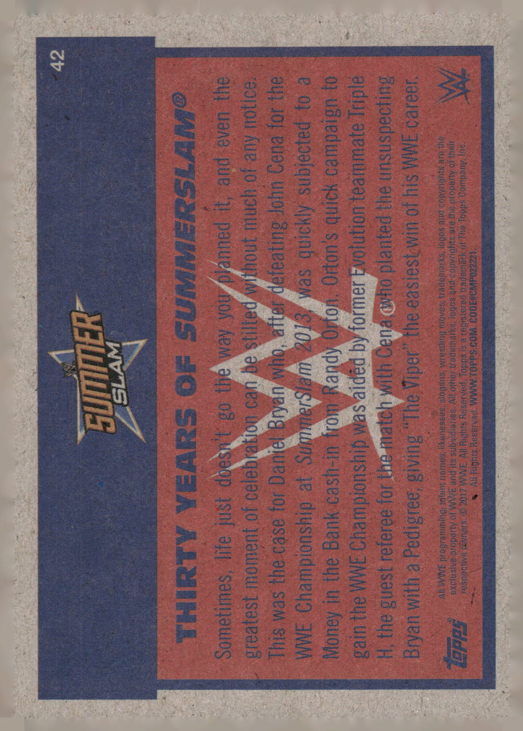 2017 Topps WWE Heritage #42 Randy Orton Thirty Years of SummerSlam