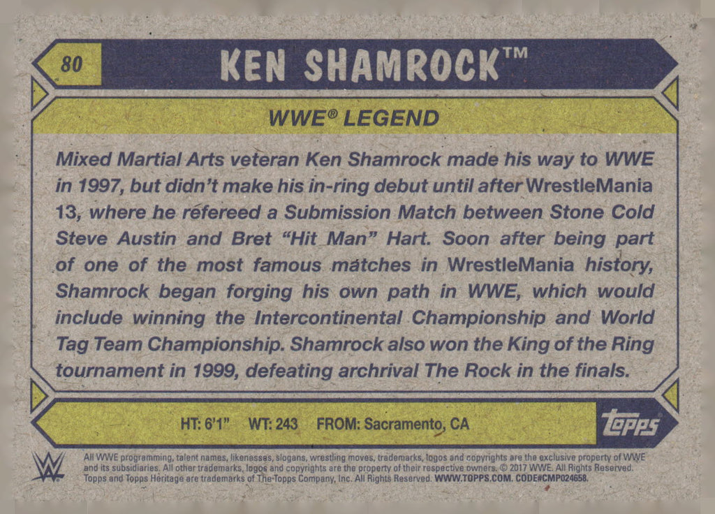 2017 Topps WWE Heritage #80 Ken Shamrock