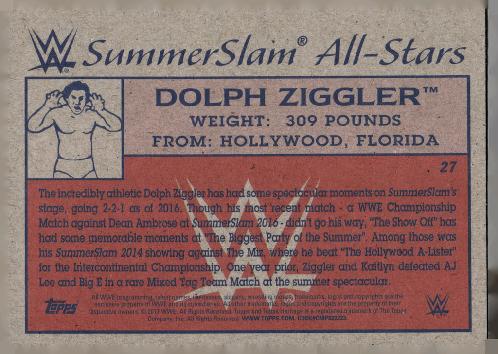 2017 Topps WWE Heritage #27 Dolph Ziggler SummerSlam All-Stars