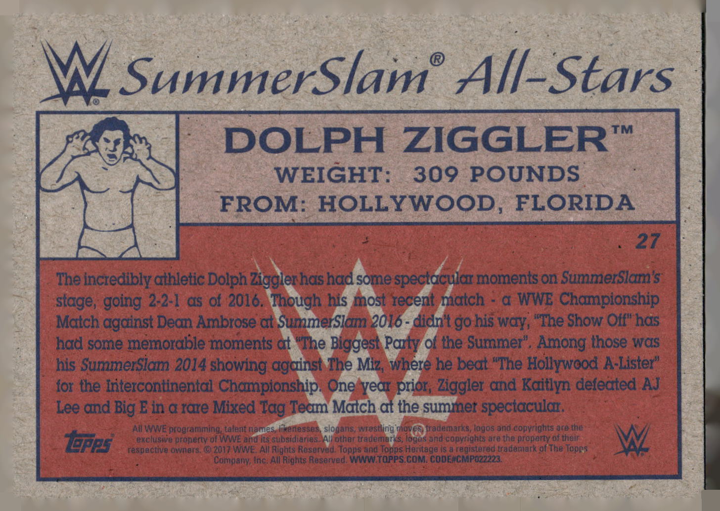 2017 Topps WWE Heritage #27 Dolph Ziggler SummerSlam All-Stars