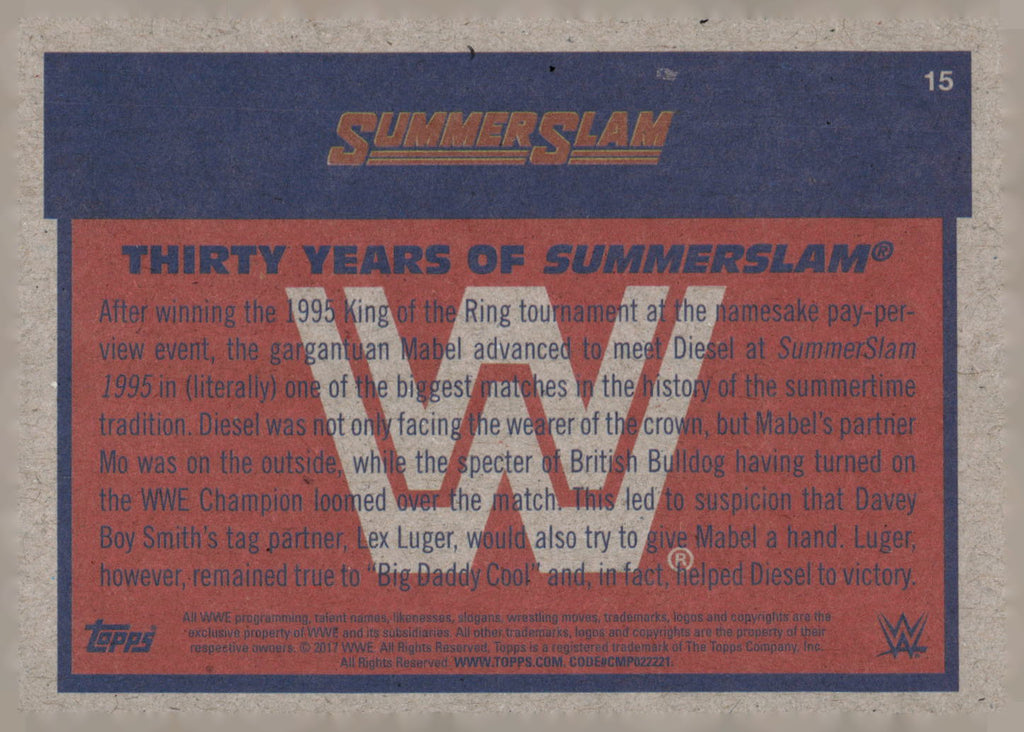 2017 Topps WWE Heritage #15 Diesel Thirty Years of SummerSlam