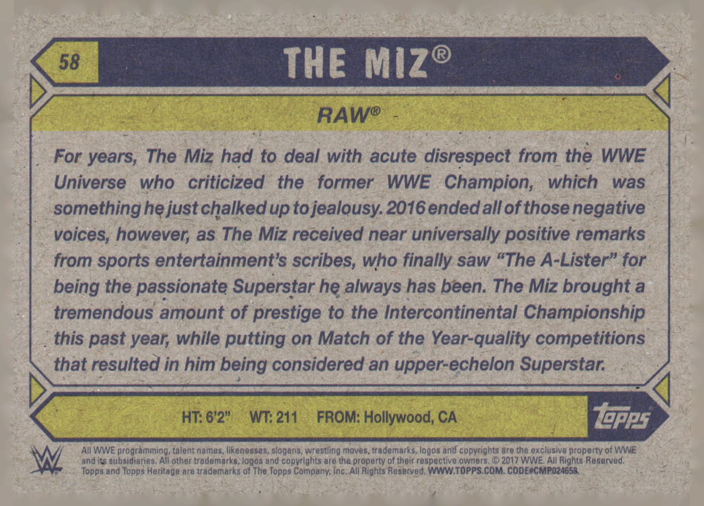 2017 Topps WWE Heritage #58 The Miz