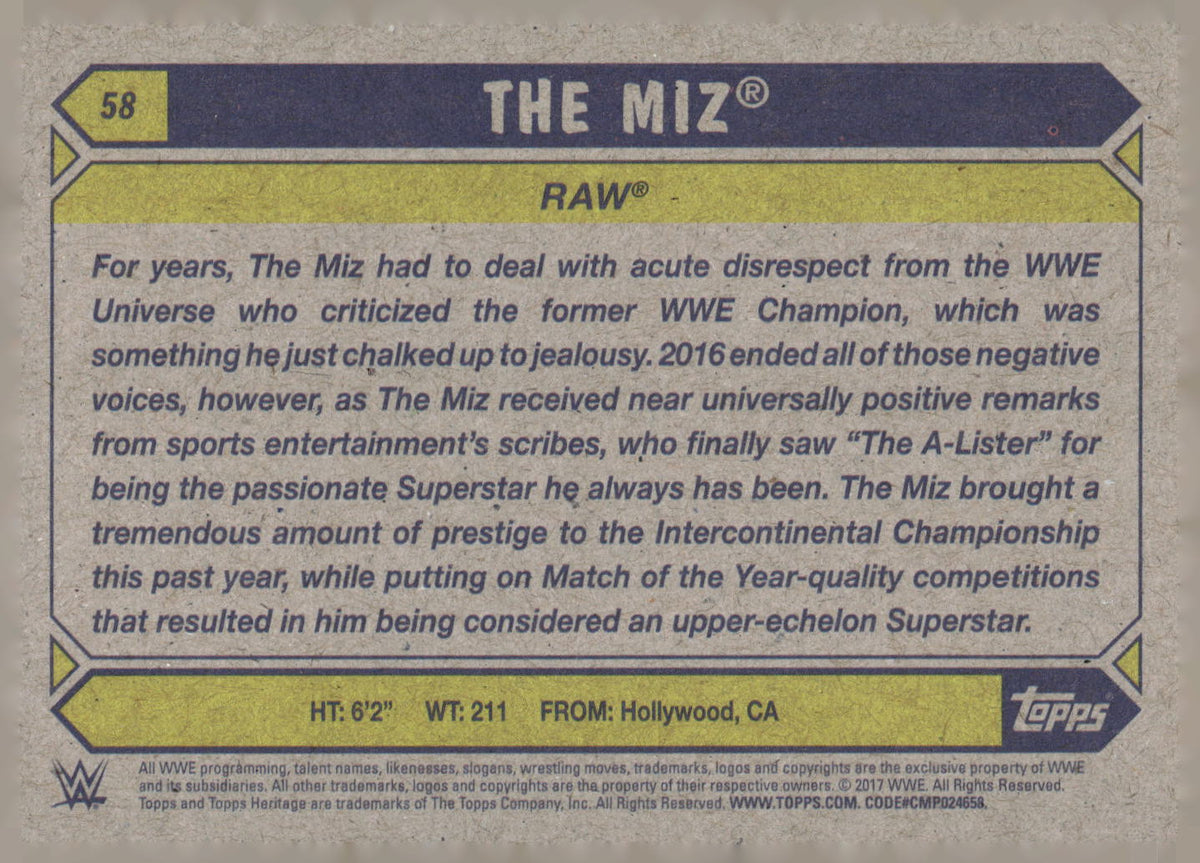 2017 Topps WWE Heritage #58 The Miz
