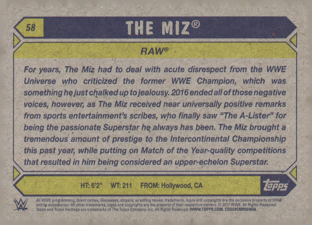 2017 Topps WWE Heritage #58 The Miz