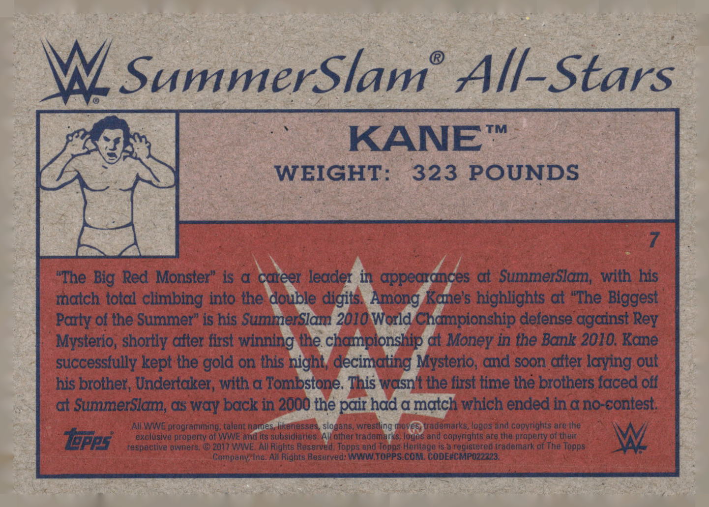 2017 Topps WWE Heritage #7 Kane SummerSlam All-Stars