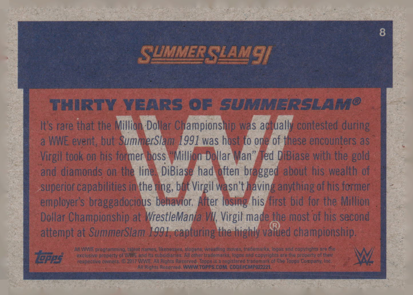 2017 Topps WWE Heritage #8 Virgil Thirty Years of SummerSlam