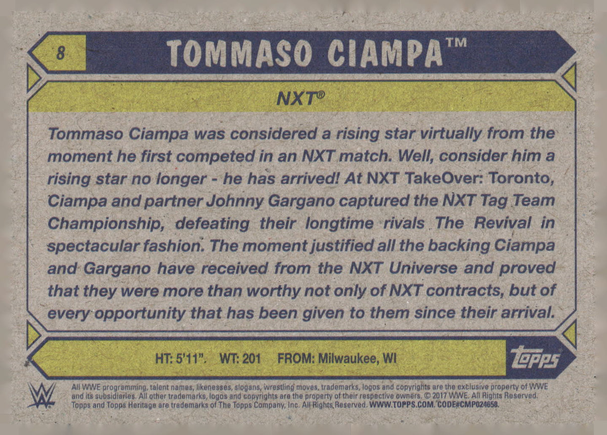 2017 Topps WWE Heritage #8 Tommaso Ciampa