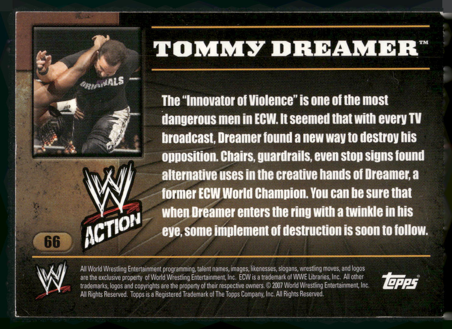 2007 Topps Action WWE #66 Tommy Dreamer