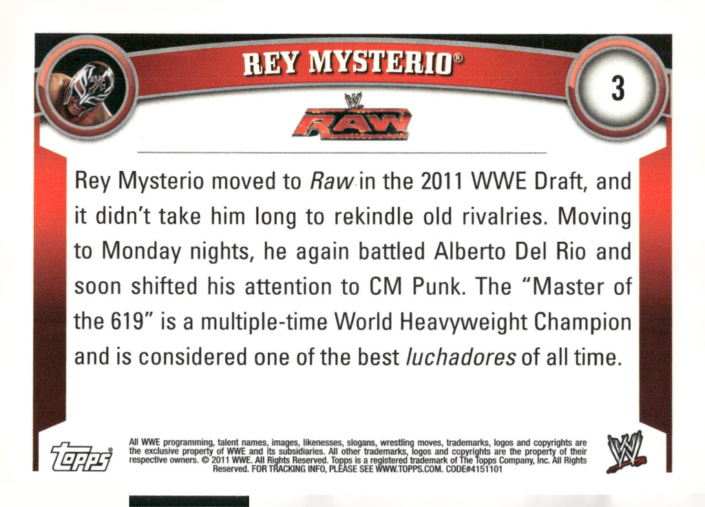 2011 Topps WWE #3 Rey Mysterio