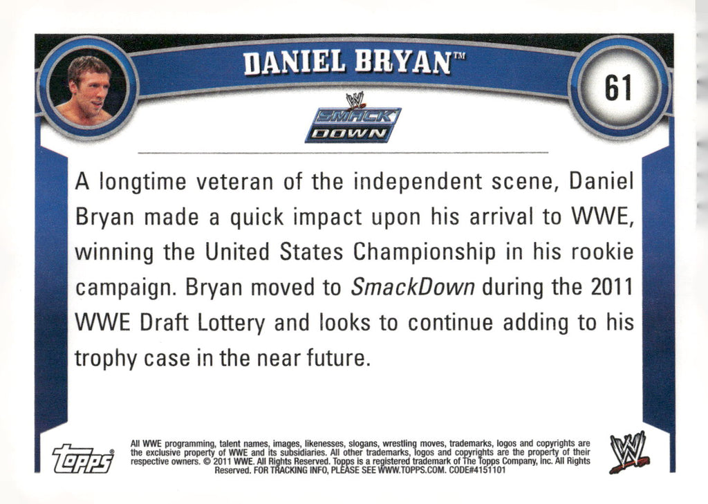 2011 Topps WWE #61 Daniel Bryan
