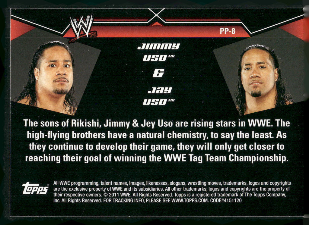 2011 Topps WWE #PP-8 Jimmy Uso / Jey Uso Prestigious Pairings
